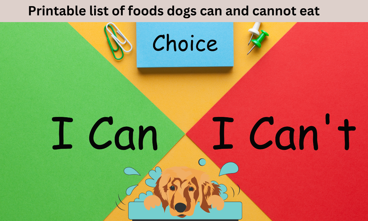 Printable list of foods dogs can and cannot eat