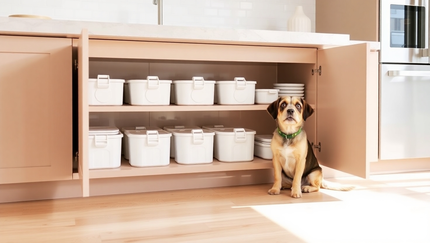 Pet Food Storage Bins for Under Cabinet